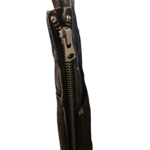 French Connection Zip-Up Black Denim Mini Skirt W/Side Zipper & Pockets Size 10 - Picture 3 of 10